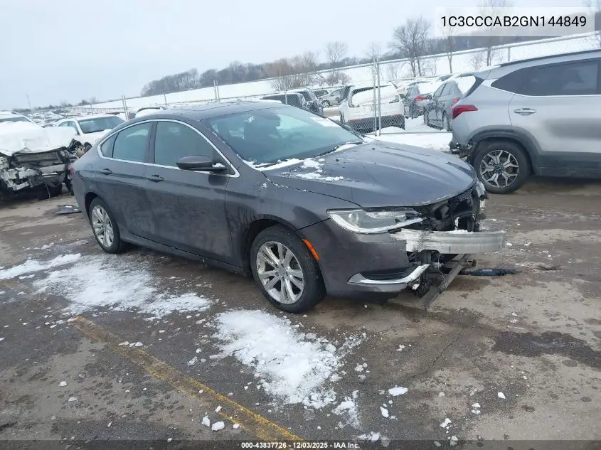1C3CCCAB2GN144849 2016 Chrysler 200 Limited