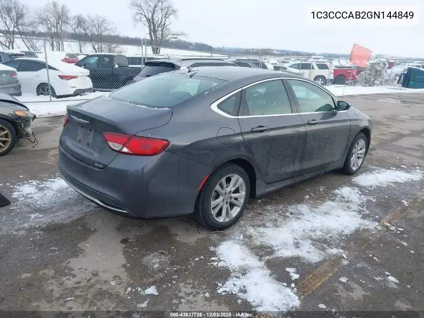 1C3CCCAB2GN144849 2016 Chrysler 200 Limited
