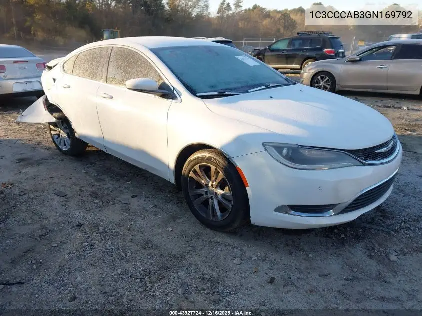 1C3CCCAB3GN169792 2016 Chrysler 200 Limited