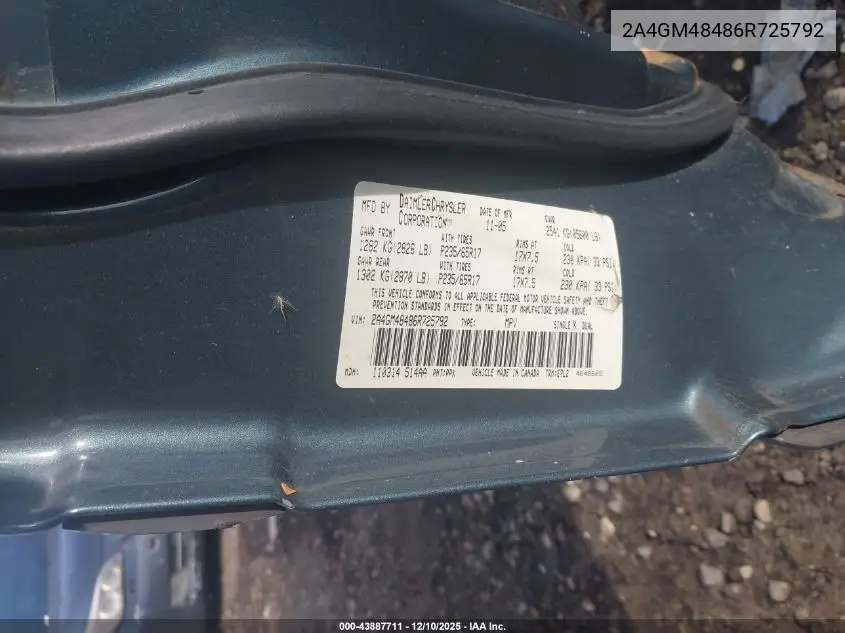 2A4GM48486R725792 2006 Chrysler Pacifica