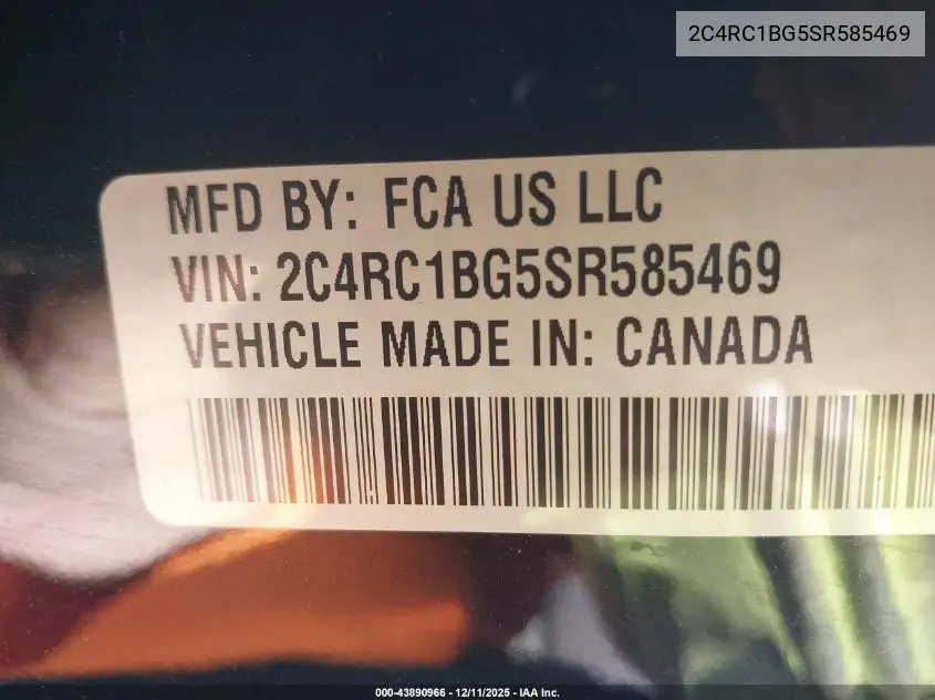 2C4RC1BG5SR585469 2025 Chrysler Pacifica Select