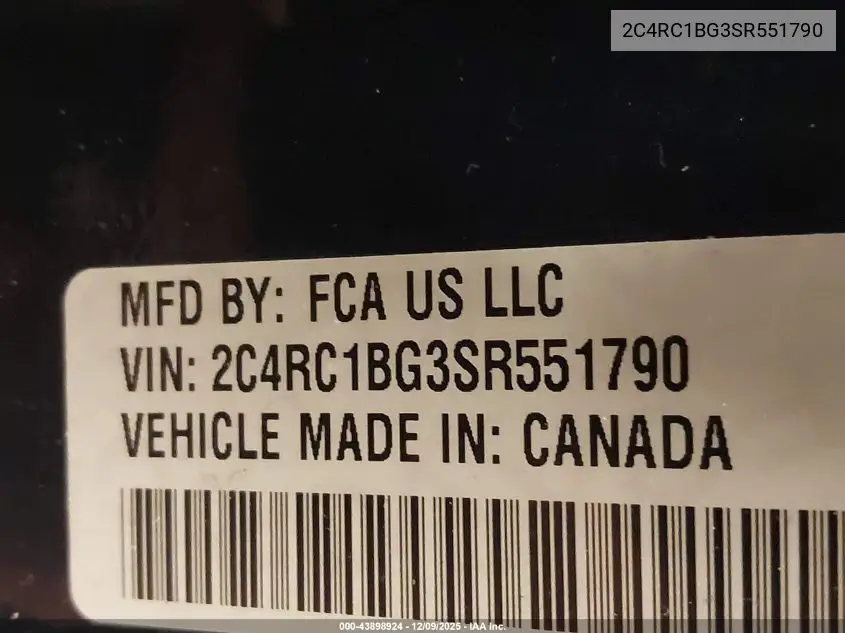2C4RC1BG3SR551790 2025 Chrysler Pacifica Select