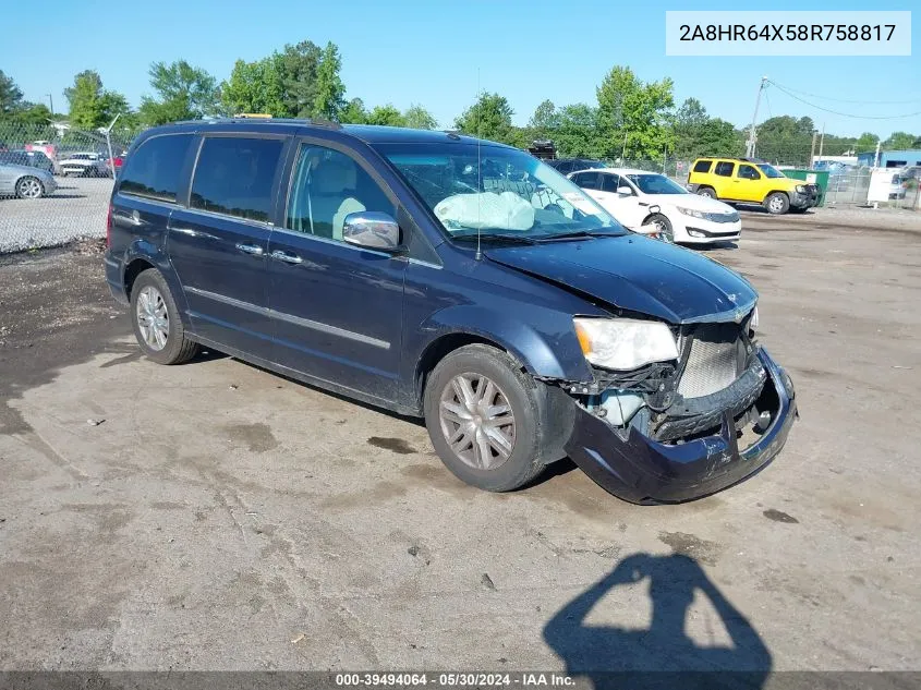 2008 Chrysler Town & Country Limited VIN: 2A8HR64X58R758817 Lot: 39494064