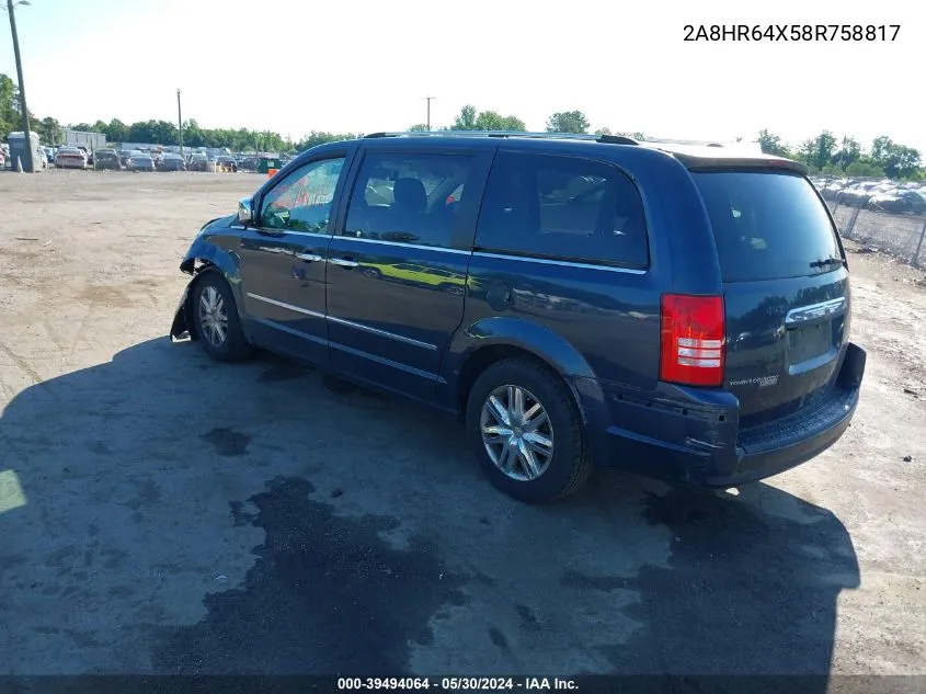 2A8HR64X58R758817 2008 Chrysler Town & Country Limited