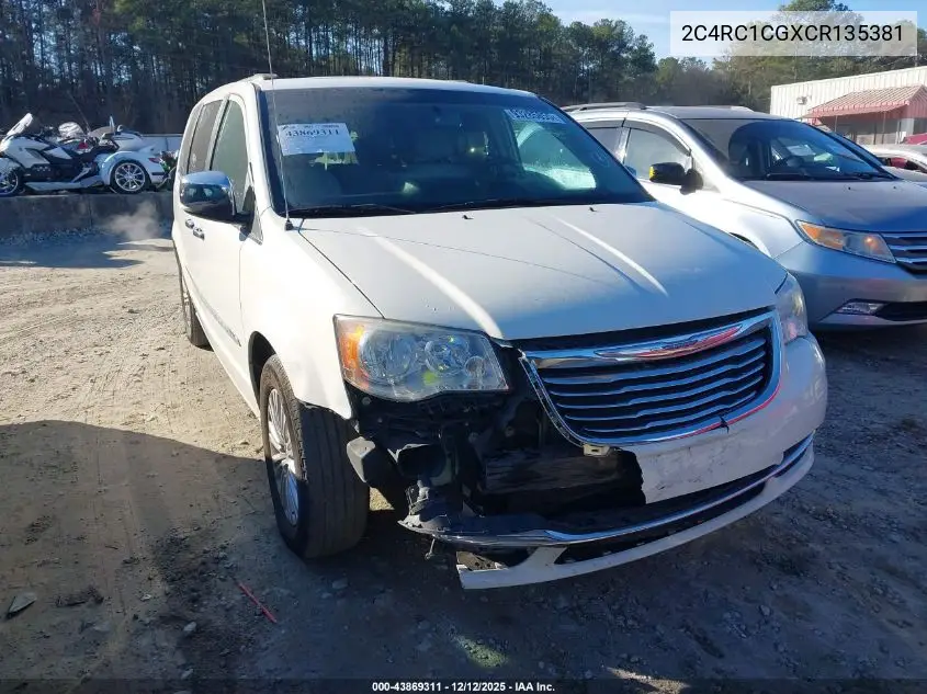 2C4RC1CGXCR135381 2012 Chrysler Town & Country Touring-L