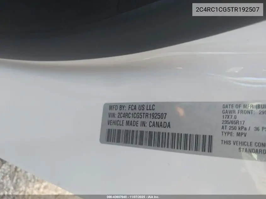 2C4RC1CG5TR192507 2026 Chrysler Voyager Lx