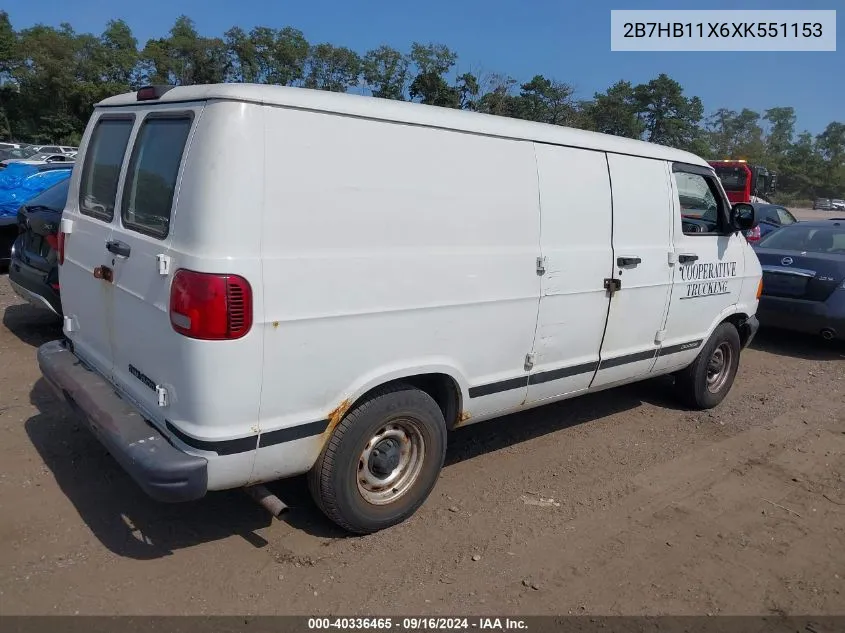 2B7HB11X6XK551153 1999 Dodge Ram Van 1500 Commercial/Conversion