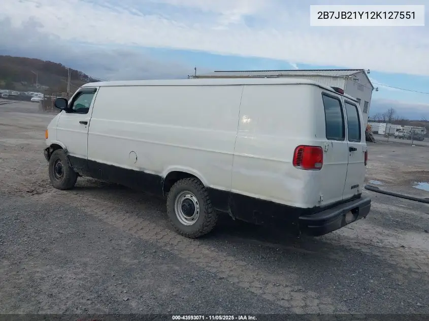 2B7JB21Y12K127551 2002 Dodge Ram Van 2500 Conversion