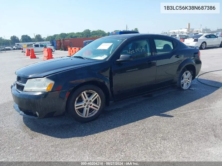 1B3LC56K38N687386 2008 Dodge Avenger Sxt