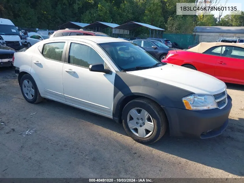 1B3LC46K78N601135 2008 Dodge Avenger Se