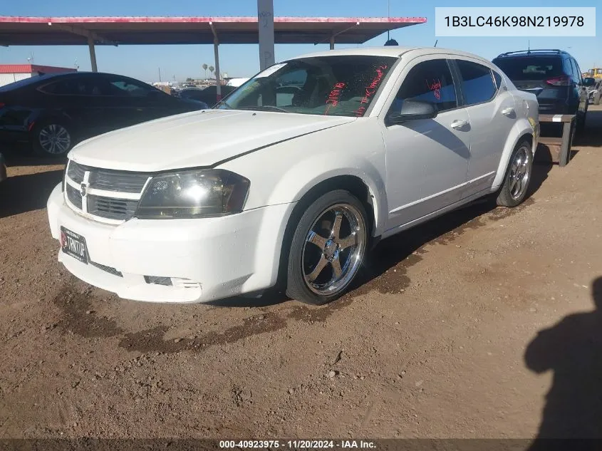 2008 Dodge Avenger Se VIN: 1B3LC46K98N219978 Lot: 40923975