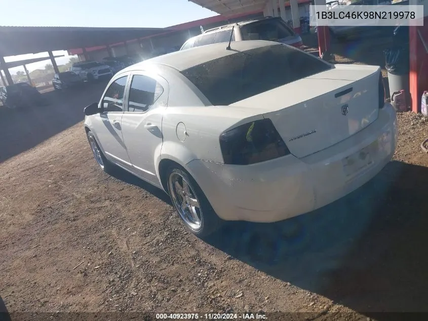 2008 Dodge Avenger Se VIN: 1B3LC46K98N219978 Lot: 40923975
