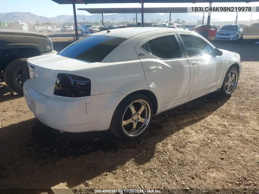 2008 Dodge Avenger Se VIN: 1B3LC46K98N219978 Lot: 40923975