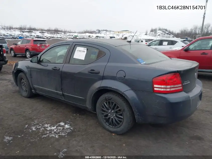 1B3LC46K28N154701 2008 Dodge Avenger Se
