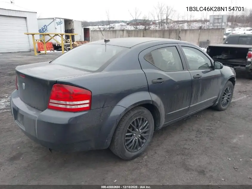 1B3LC46K28N154701 2008 Dodge Avenger Se