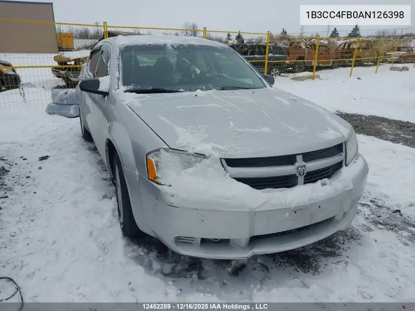 1B3CC4FB0AN126398 2010 Dodge Avenger Se