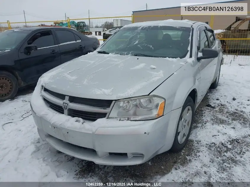1B3CC4FB0AN126398 2010 Dodge Avenger Se