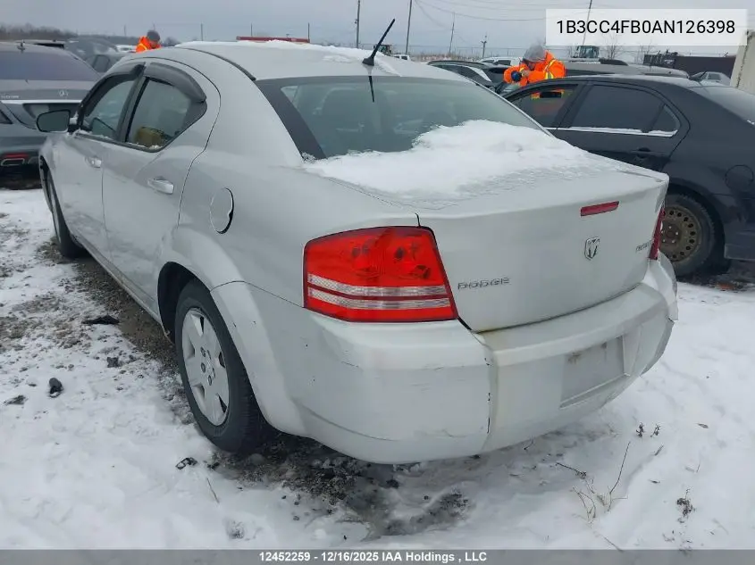 1B3CC4FB0AN126398 2010 Dodge Avenger Se