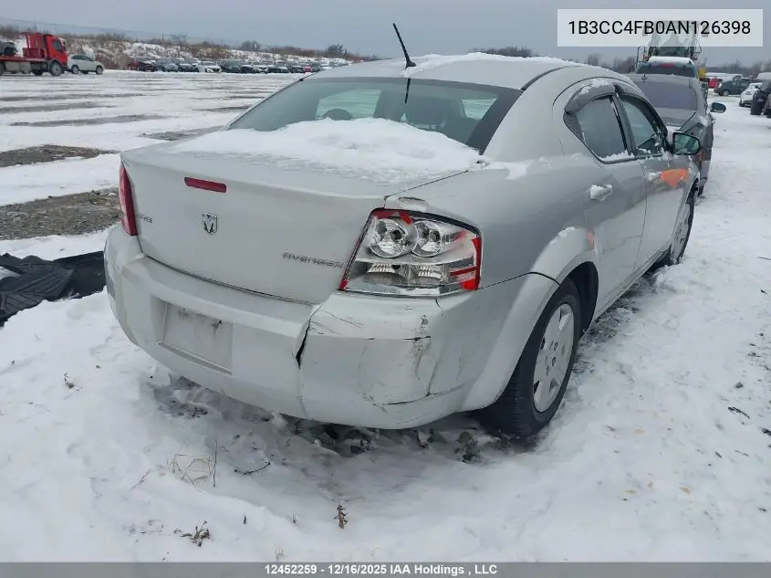 1B3CC4FB0AN126398 2010 Dodge Avenger Se