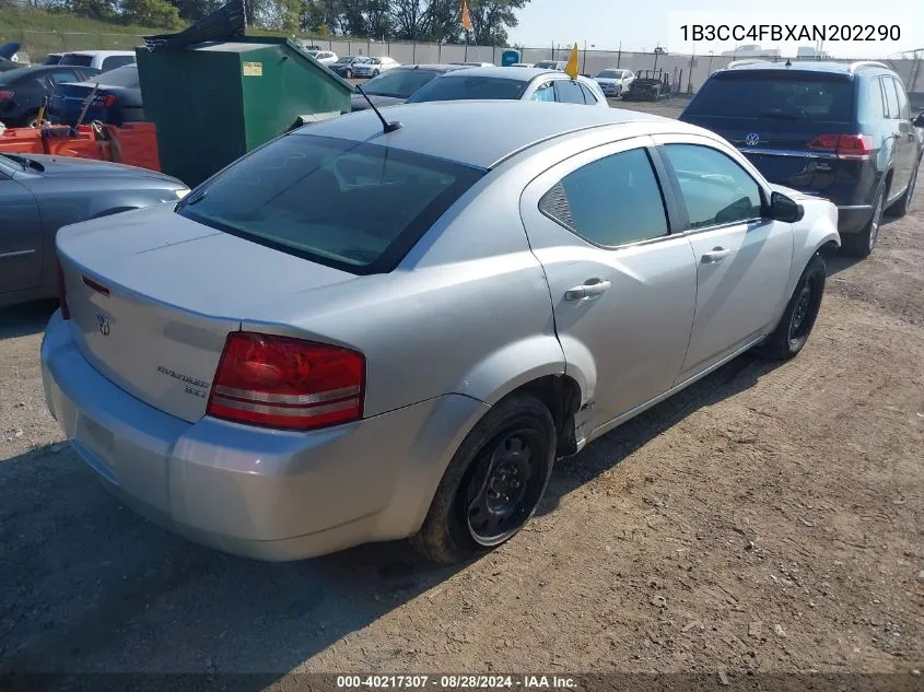 1B3CC4FBXAN202290 2010 Dodge Avenger Sxt