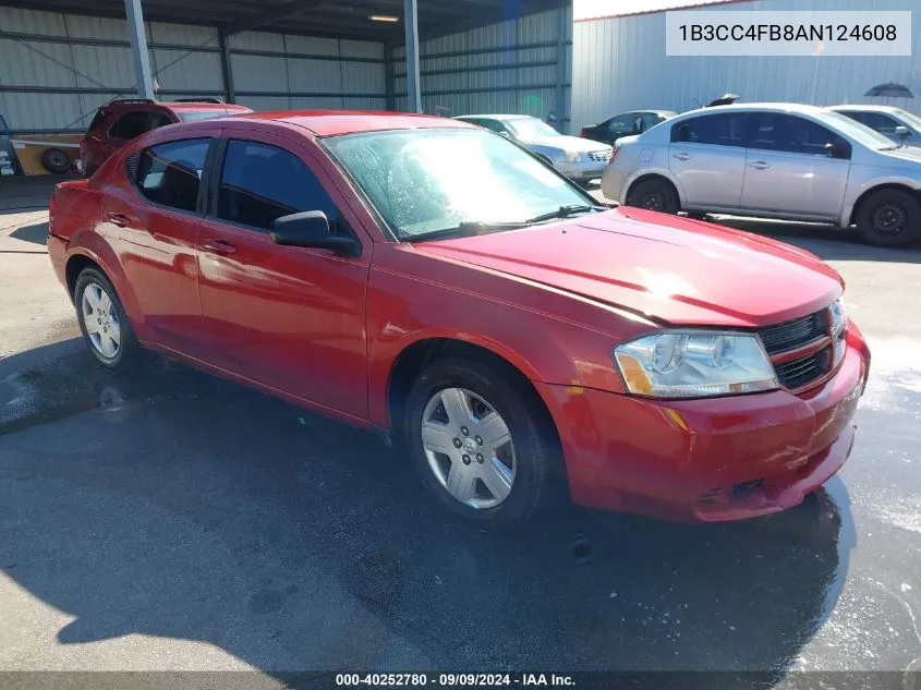 1B3CC4FB8AN124608 2010 Dodge Avenger Sxt