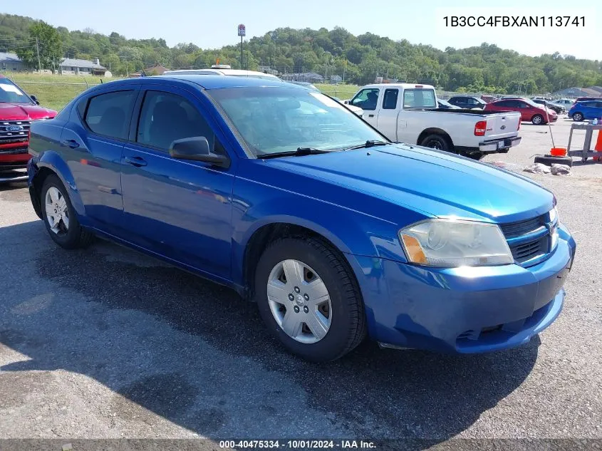 1B3CC4FBXAN113741 2010 Dodge Avenger Sxt