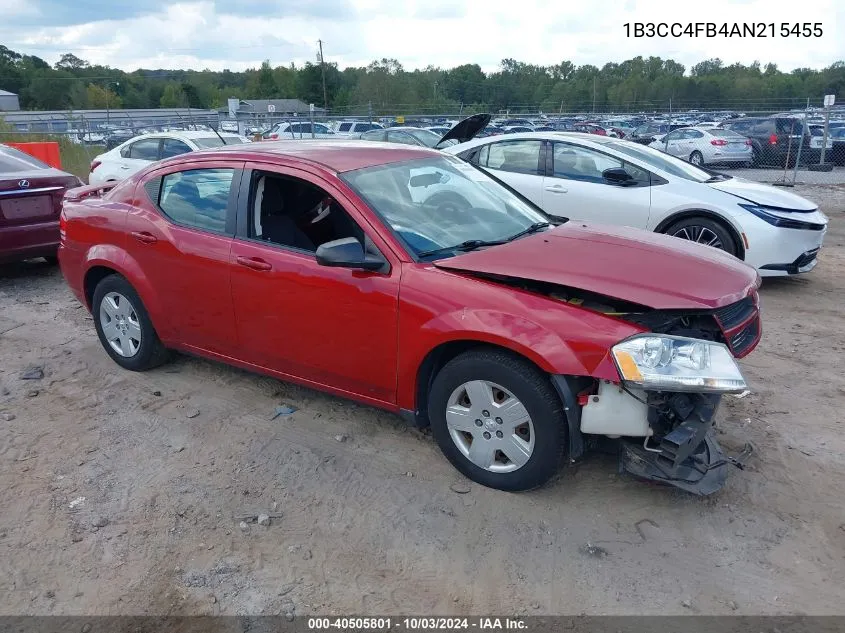 1B3CC4FB4AN215455 2010 Dodge Avenger Sxt