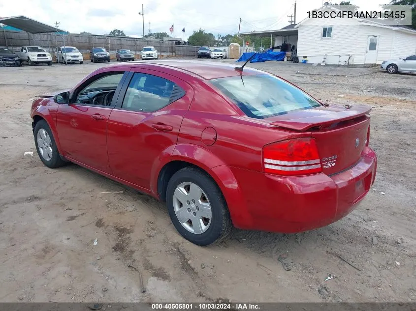 1B3CC4FB4AN215455 2010 Dodge Avenger Sxt