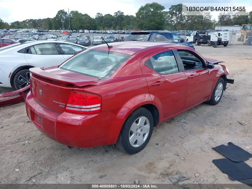 1B3CC4FB4AN215455 2010 Dodge Avenger Sxt