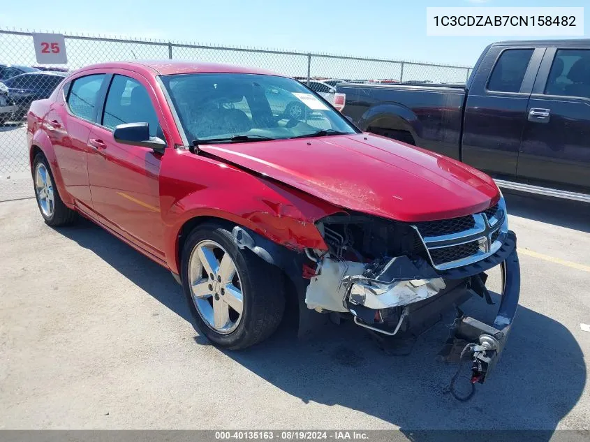 1C3CDZAB7CN158482 2012 Dodge Avenger Se