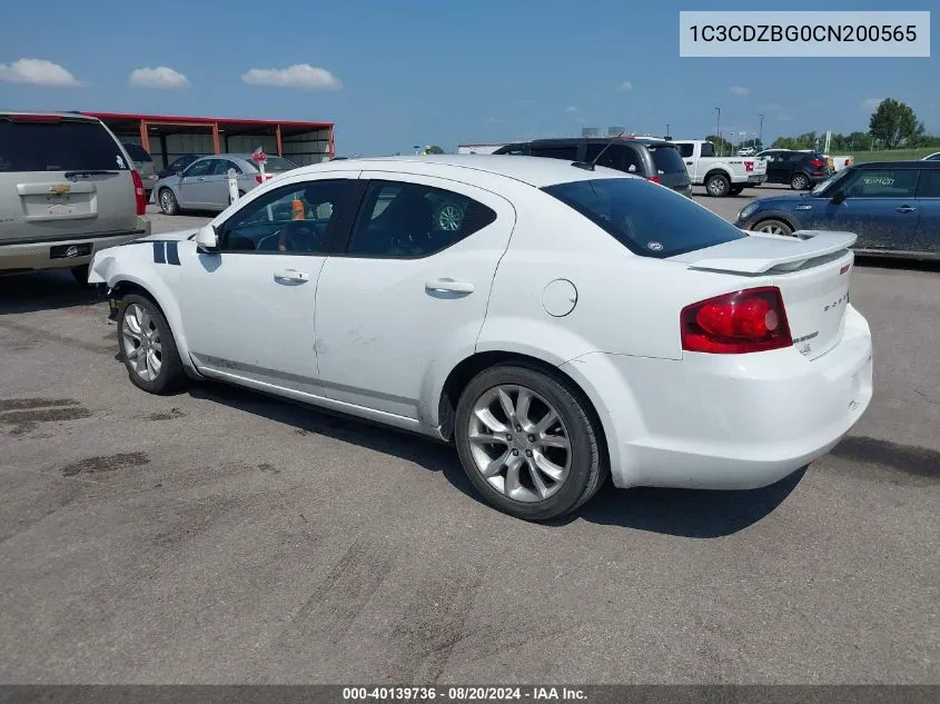 1C3CDZBG0CN200565 2012 Dodge Avenger R/T