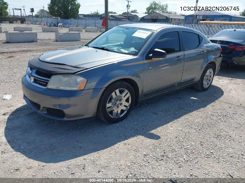 1C3CDZAB2CN206745 2012 Dodge Avenger Se