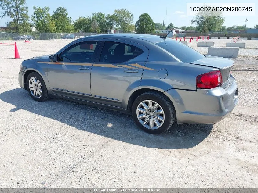 1C3CDZAB2CN206745 2012 Dodge Avenger Se