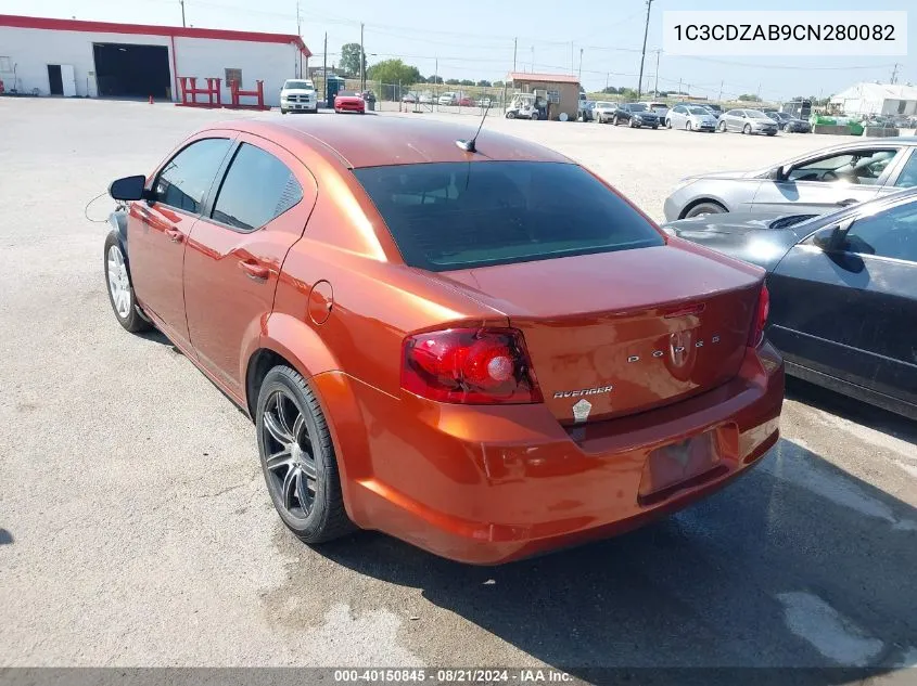 1C3CDZAB9CN280082 2012 Dodge Avenger Se