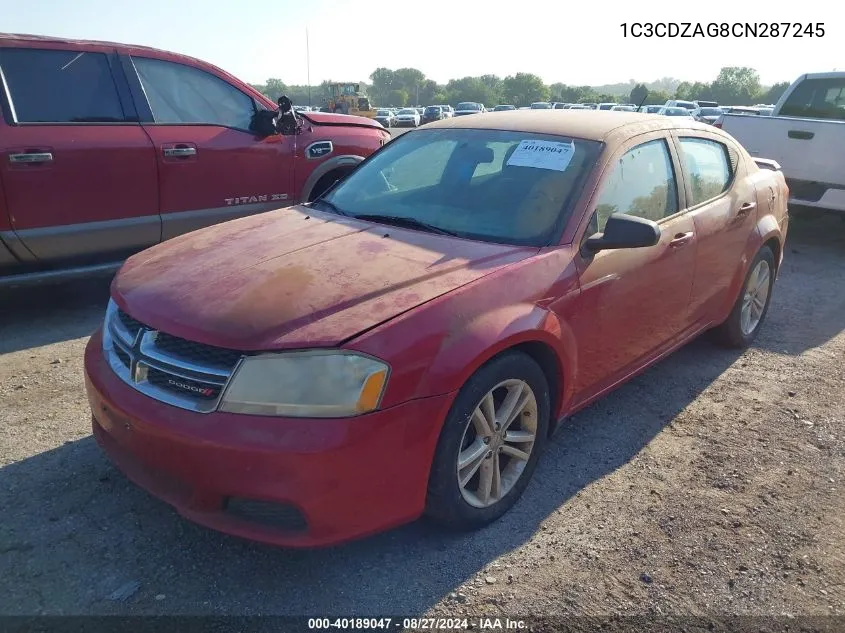 1C3CDZAG8CN287245 2012 Dodge Avenger Se