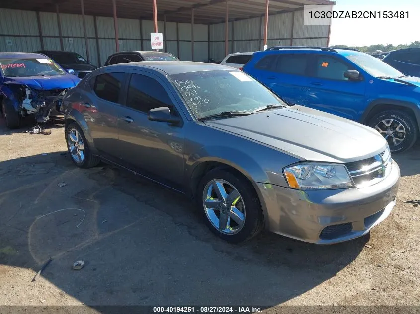 1C3CDZAB2CN153481 2012 Dodge Avenger Se