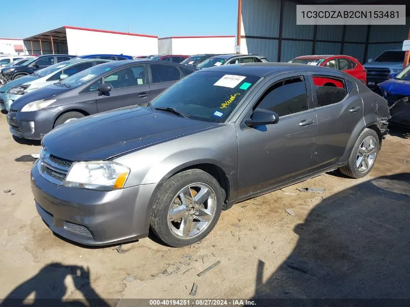 1C3CDZAB2CN153481 2012 Dodge Avenger Se