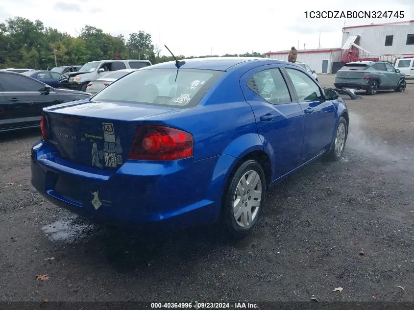 1C3CDZAB0CN324745 2012 Dodge Avenger Se