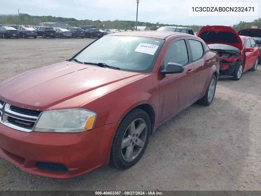 1C3CDZAB0CN232471 2012 Dodge Avenger Se