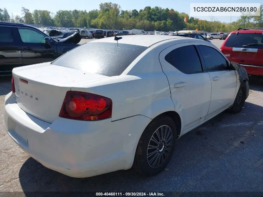 1C3CDZAB6CN286180 2012 Dodge Avenger Se