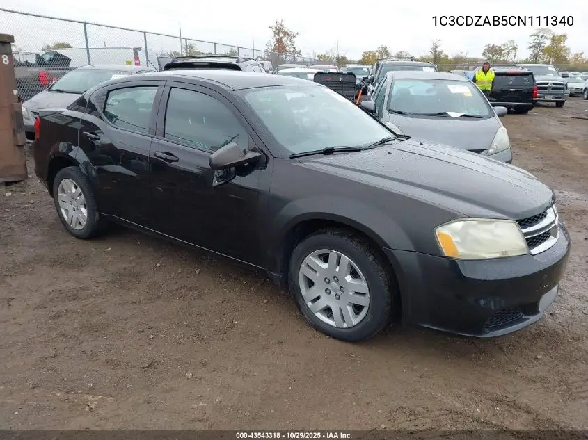 1C3CDZAB5CN111340 2012 Dodge Avenger Se