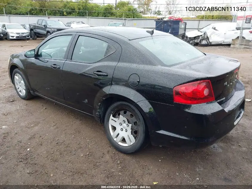 1C3CDZAB5CN111340 2012 Dodge Avenger Se