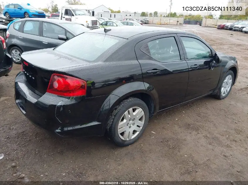 1C3CDZAB5CN111340 2012 Dodge Avenger Se