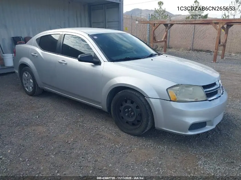 1C3CDZAB6CN265653 2012 Dodge Avenger Se
