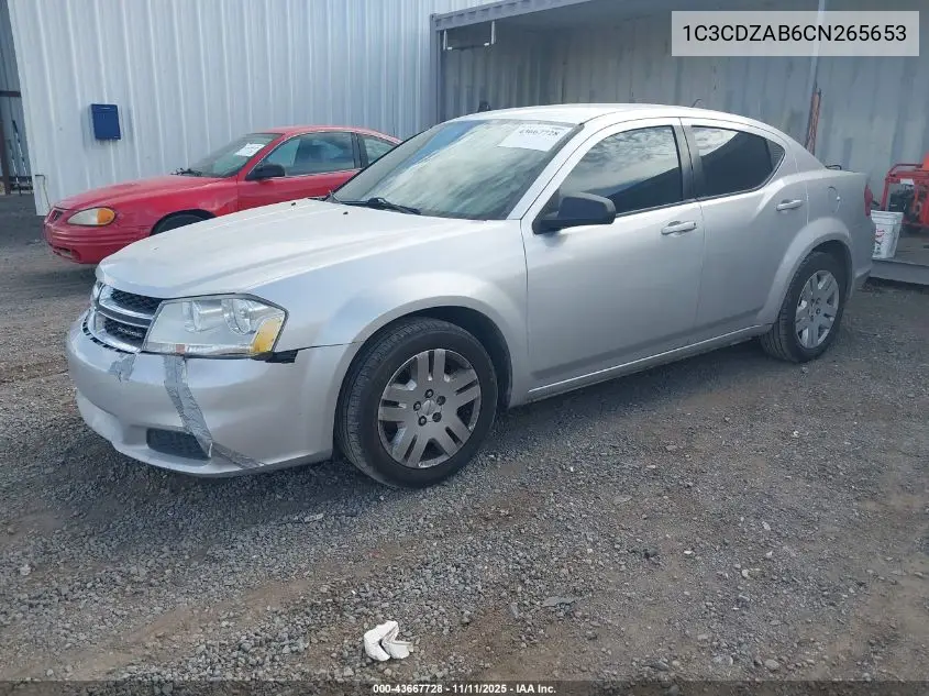 1C3CDZAB6CN265653 2012 Dodge Avenger Se