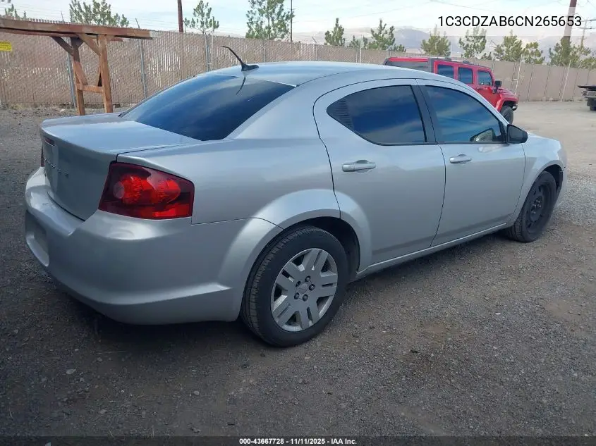 1C3CDZAB6CN265653 2012 Dodge Avenger Se