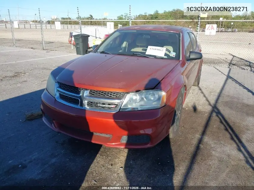 1C3CDZAB0CN238271 2012 Dodge Avenger Se