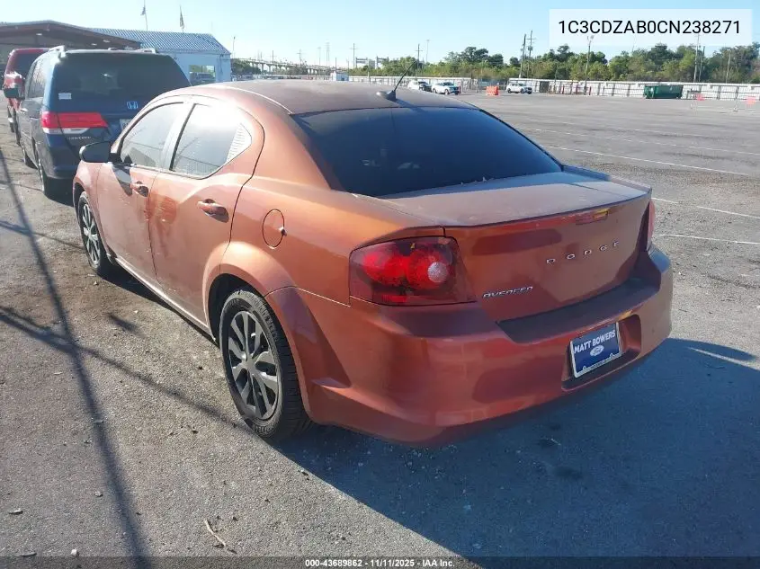 1C3CDZAB0CN238271 2012 Dodge Avenger Se