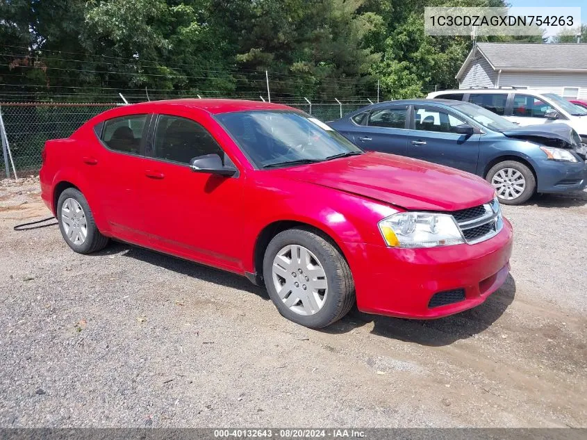 2013 Dodge Avenger Se V6 VIN: 1C3CDZAGXDN754263 Lot: 40132643