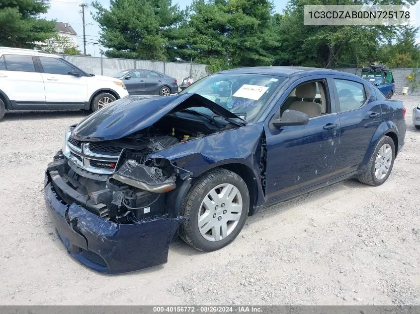 1C3CDZAB0DN725178 2013 Dodge Avenger Se